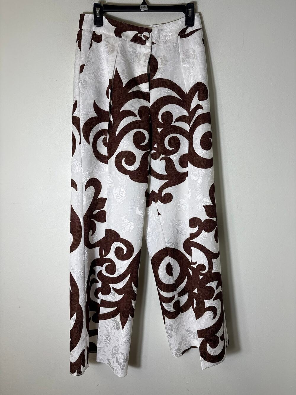 Tiziano Zoran Italian Jacquard Brown and Cream Trousers Sz 44